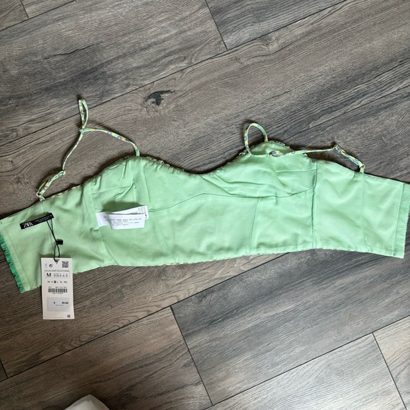 Zara floral geometric print crop top size medium NWT - Picture 6 of 7